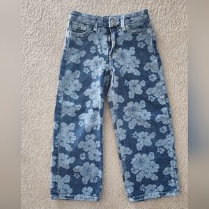 H&M wide leg flower jeans, girls size 5T
